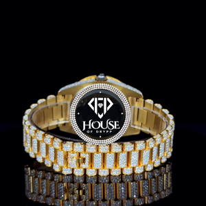 Reloj de Acero Inoxidable con Incrustaciones de Diamantes Moissanite VVS de Corte Brillante Redondo para Uso Unisex, Esfera Romana - Product Image 3