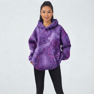 Sweat-shirt à capuche surdimensionné pour femme, sublimation, épaules tombantes, manches longues, tricoté, respirant, pour l'hiver, coupe ample, sublimé - Product Image 1