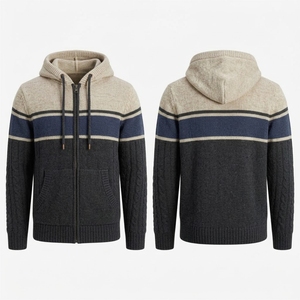 Sudadera con Capucha de Punto Grueso para Hombre, Forro Térmico de Algodón y Felpa, Hombros Caídos, Corte Regular - Product Image 4
