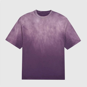 T-shirt vintage délavé à l'acide, effet usé soleil, en coton épais, avec logo, épaules tombantes, style décontracté en jersey de coton - Product Image 5