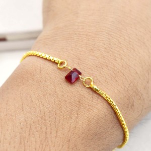 Garnet Quartz Slider <b>Bracelet</b> 6x4mm Tiny Gemstone <b>Adjustable</b> Dainty Handmade Charm Jewelry Gift Women - Product Image 6
