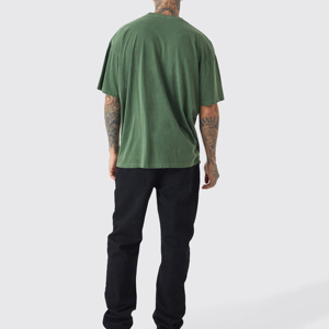 T-shirt vert surdimensionné pour homme Korn avec logo imprimé sur le devant, style streetwear, manches courtes, col rond, jersey de coton - Product Image 3
