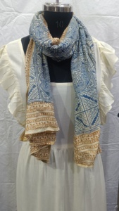 Paréo Sarong Léger Imprimé Ethnique Motif Géométrique Bleu et Marron, Cache-maillot de Plage, Foulard Enveloppant pour Femme, Idéal Été - Product Image 5