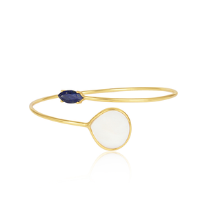 New Fashionable Lapis And Mother Of Pearl <b>Set</b> Gold Plated 925 Sterling Silver Facing <b>Bangle</b> for Women - Product Image 1