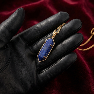 Natural <b>Lapis</b> <b>Lazuli</b> Healing Bohemia Style Gold Plated Brass Custom Gemstone <b>Pendant</b> Necklace Spiritual Gift Jewelry Wholesale - Product Image 4