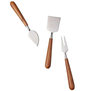 Juego de cuchillos para queso de acero inoxidable con mango de madera natural, mini rebanador y esparcidor de queso, y tenedor, utensilios perfectos para charcutería - Product Image 4