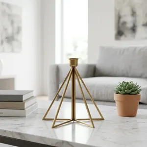 ARTISAN DESIGN Brass Glass Geometric <b>Tea</b> <b>Light</b> <b>Holder</b> for Home Decoration Christmas Table Centerpiece Handmade Durable CH1072 - Product Image 2
