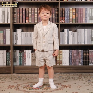 ODM OEM Ensemble de vêtements pour enfants et garçons Veste de tailleur en lin avec design smocké 100% Cotton-BC1384 - Product Image 2