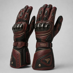 Guantes de Carreras al por Mayor de Cuero Vacuno con Protección Completa para los Dedos y Nudillos de Fibra de Carbono, Correa de Muñeca Ajustable, Equipo de Conducción - Product Image 3