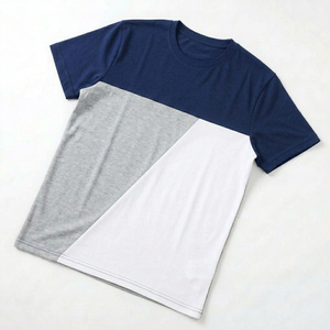 T-shirt streetwear haut de gamme pour homme avec empiècements, coutures personnalisées, tissu haute densité, vêtements de marque privée, usine de confection - Product Image 1
