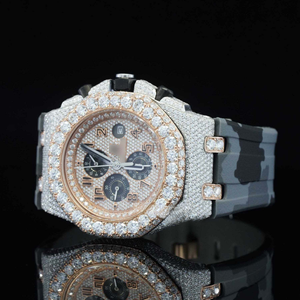 Reloj de Moda con Correa de Caucho de 41 mm, Acero Inoxidable, Diamante Moissanita, Mecánico, Automático, Cronógrafo, Cristal de Zafiro, Tono Rosa - Product Image 5