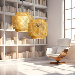 Lampe suspendue en bambou tissé rétro traditionnelle personnalisée, lumière naturelle pour salon, restaurant, s'accroche magnifiquement - Product Image 1