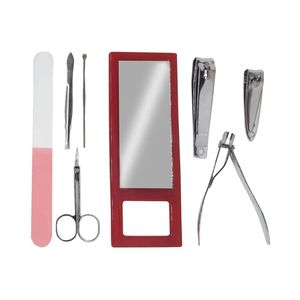 Ensemble de manucure 10 pièces, étui rond rose à fermeture éclair, outils professionnels en acier inoxydable, kit de soins personnels portable pour les voyages - Product Image 1