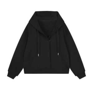 Hoodie court oversize en molleton 100% coton pour homme et femme, manches longues, grande taille, décontracté, fitness, mode, hiver - Product Image 3