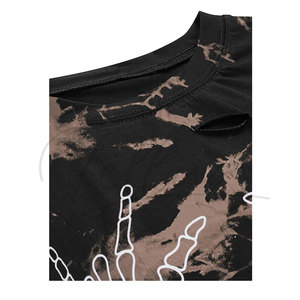 Women's Formal <b>Distressed</b> Crop <b>Top</b> with Canvas Fabric Crocheted Design Logo Printing-Summer Fashion - Product Image 6