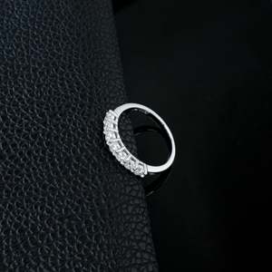 Classic Seven-Stone Moissanite Wedding Band 925 Sterling <b>Silver</b> <b>Stacking</b> Eternity <b>Ring</b> - Product Image 1