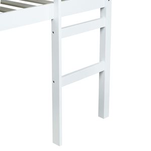 Cama Alta de Madera Blanca de Tamaño Completo con Escalera, Construcción de Madera de Caucho - Product Image 6