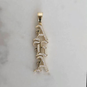 Colgante Unisex Único de Plata de Ley 925 Chapado en Oro con Moissanita, Letra de Rapero, Nombre Personalizado, Clásico, Certificado, Alta Calidad - Product Image 1