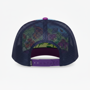 Unisex Floral Sublimation Print Baseball Cap Breathable Mesh Back <b>Purple</b> Brim Casual <b>Hat</b> for Adults Spring Summer 56-58cm - Product Image 2