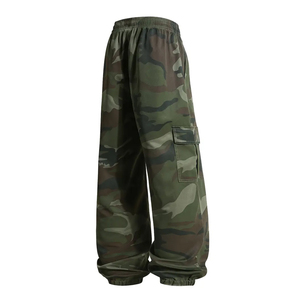 Baggy Cargo Sweatpants Men Multi Pocket Fleece Joggers Oversized Streetwear Cotton Custom Logo Pants OEM camo - Product Image 2