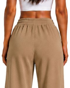 Manufacturer Customized <b>Women</b> <b>Beige</b> Wide Leg Sweatpants High Waist Loose Fit Lounge <b>Jogger</b> Pants Casual Streetwear Daily Wear - Product Image 6