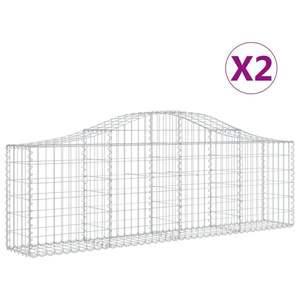 Lot de 2 grands paniers gabions en acier galvanisé argenté – Catégorie de produit : Paniers métalliques - Product Image 2