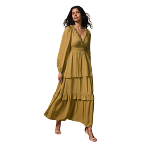 Vestido largo informal con cuello cuadrado y estampado floral para mujer, uso diario - Product Image 1