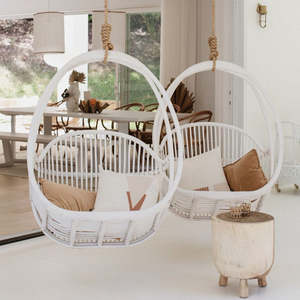 Handmade <b>white</b> rattan swing chairs outdoor wicker <b>hanging</b> chair direct supply from producer - Product Image 3