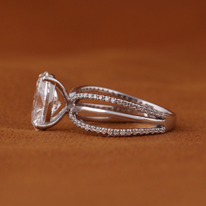 Custom DEF3.0 Oval Cut IGI Certified Vvs Lab Grown Diamond Engagement Ring 14K White Gold Side Stones Ring - Product Image 3