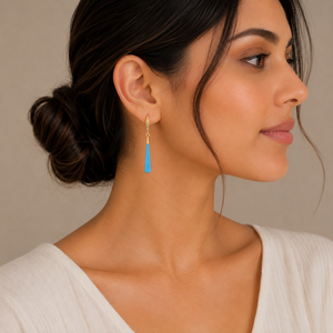 Howlite 57 To 58mm With Zircon Elongated <b>Drop</b> Shape Ear Wire 925 Sterling Silver 18K Gold Plated Earrings - Product Image 5