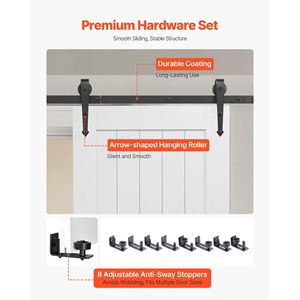 Kit Ferramenta per Porta Scorrevole in MDF ad Alta Resistenza 84 x 30 Pollici, Superficie in PVC Impermeabile, Facile Installazione, per Porte da 30 x 84 Pollici - Product Image 5