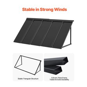 Tettoia per Finestra e Porta in Metallo con Telaio in Acciaio Stabile 56x24 pollici e Telo in PC Rivestito - Product Image 3