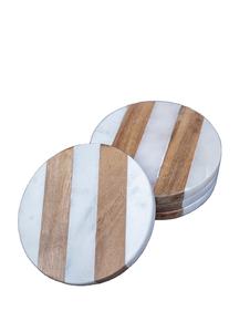 Ensemble de sous-verres et d'assiettes à thé en marbre en bois faits à la main de qualité supérieure conçus pour servir du café et du thé élégants dans les maisons, les bureaux et les hôtels - Product Image 2