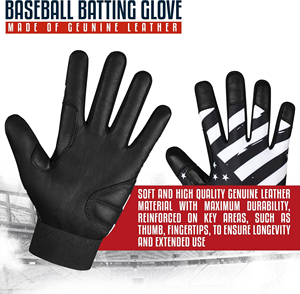 Gants de frappe de baseball professionnels, qualité supérieure, en cuir, fermeture auto-agrippante, paume antidérapante. - Product Image 5
