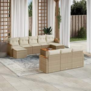 Conjunto de Sofás Modulares Grandes de Ratán Sintético Beige para Jardín, Muebles de Jardín Modulares Cómodos - Product Image 1