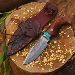 Couteau de chasse Bowie ambidextre THEWIZ CRAFTS, fait main, forgé à la main, en acier Damas, manche en os de 9,9 pouces avec bolster en Damas - Product Image 5