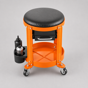 300lb Rolling Mechanic Padded Chair with <b>Tool</b> Storage <b>Drawers</b>, Garage Workshop Stool with Wheels Waterproof Steel OEM GAPGAR028 - Product Image 1