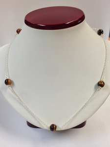 Collar de Piedra Ojo de Tigre en Plata de Ley 925 y Oro Amarillo de 14K, Joyería Fina con Piedras Preciosas para Mujer, Regalo - Product Image 3