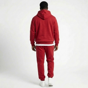 Men 2 Piece Streetwear <b>Tracksuit</b> Set Quarter Zip Hoodie Fleece Jogger Pants Streetwear Style Custom OEM Wholesale Manufacturer - Product Image 2