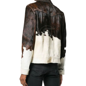 Women's Faux Fur Moto Biker Jacket Animal <b>Print</b> <b>Stand</b> Collar Zipper Closure Warm Winter Outerwear - Product Image 3