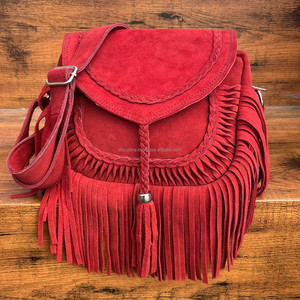 Custom Modern Design Genuine <b>Suede</b> Leather Fringe Crossbody <b>Bag</b> for Women's High Quality Luxury Genuine Leather Shoulder Handbag - Product Image 4