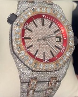 Montre Homme de Luxe à Cadran en Verre Cristal, Boîtier Carré Personnalisé avec Logo, en Acier Inoxydable, Mouvement Quartz et Diamants – Vente en Gros