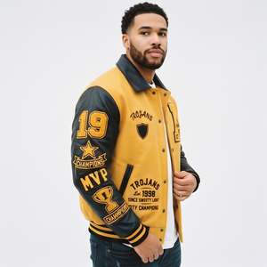 Custom Letterman Varsity Jacket <b>Wool</b> Body Leather Sleeves Premium College Varsity Jackets <b>Men</b> Button Down Varsity <b>Coat</b> - Product Image 4