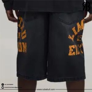 Shorts amples vintage noirs personnalisés Rubabull pour homme, imprimés, style streetwear, décontractés, unisexes - Product Image 3
