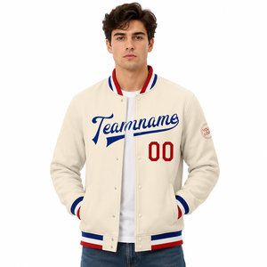 Chaqueta Varsity Clásica para Hombre, con Logotipo Personalizado del Equipo, Estilo Letterman, Cierre a Presión, Color Sólido, Poliéster, Ropa Urbana - Product Image 2