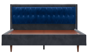 Modern Velvet Upholstered Japanese Style <b>Bed</b> King <b>Size</b> Tufted Headboard Midcentury Style Soft <b>Bed</b> Frame - Product Image 3