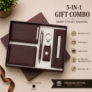 Set de Regalo Empresarial Personalizado de Cuero Vegano Marrón, Cuaderno A5, Bolígrafo Metálico, Estuche para Gafas, Caja de Regalo para Oficina - Product Image 4