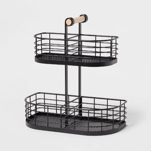 2 Tier Round Wire Storage Basket Stand Black Metal <b>Kitchen</b> Organizer Minimalist Design Durable Wire <b>Rack</b> for Tableware Display - Product Image 6