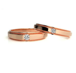 925 Sterling Silver Rose Gold Plated Minimalist Solitaire <b>Couple</b> <b>Rings</b> - Product Image 1