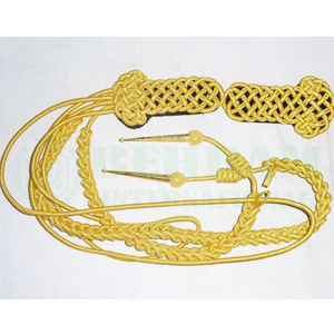 Cordón de hombro uniforme OEM BEHRAM INTERNATIONAL, cordones de vestir con puntas de latón y alambre dorado personalizadas, trenzado ecológico. - Product Image 5